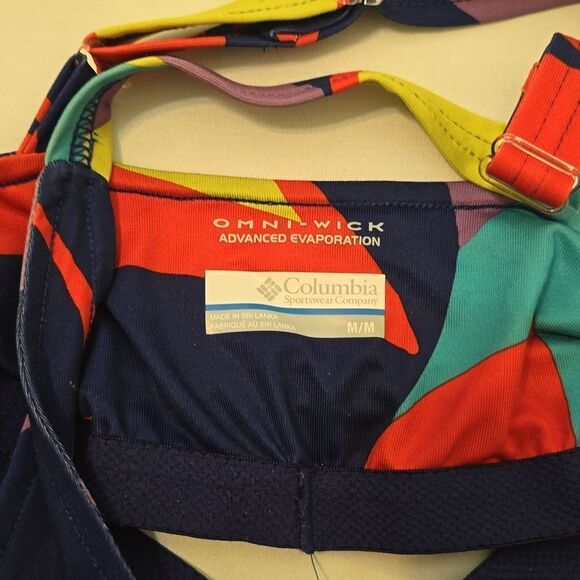 Columbia Dress Womens Medium Blue Red Yellow Sundancer Cross Back Omni Wick Hike - Picture 7 of 8